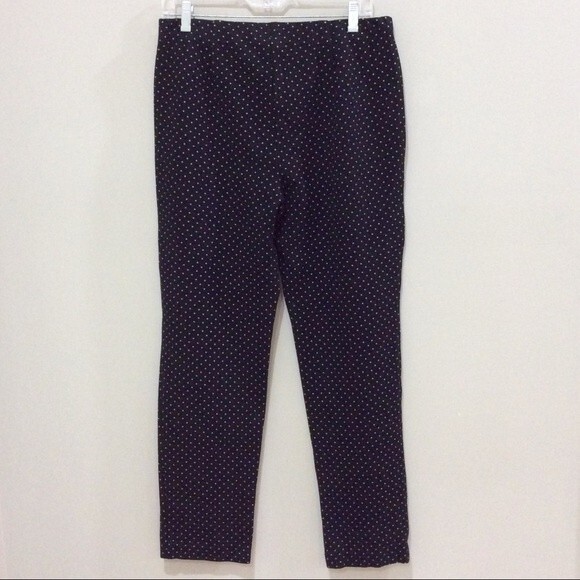 J. Jill Polka Dot Pants Black Ponte Knit Slim Leg Sz Medium Elastic Waist - Picture 5 of 5